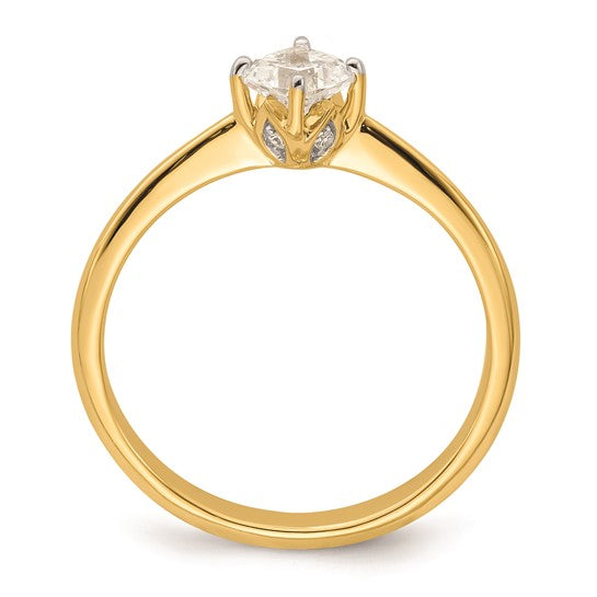 14k (Holds 1/2 carat (4.90 mm) Cushion-cut) 4-Prong with .02 carat Diamond Leaf Design Semi-Mount Engagement Ring