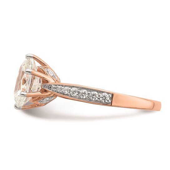 14k Rose Gold Leaf Design (Holds 2 carat (10x7.5mm) Oval Center) 1/4 carat Diamond Semi-Mount Engagement Ring