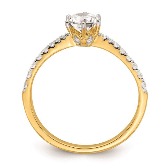 14k (Holds 3/4 carat (5.80 mm) Round) 4-Prong with .02 carat Diamond Leaf Design Semi-Mount Engagement Ring