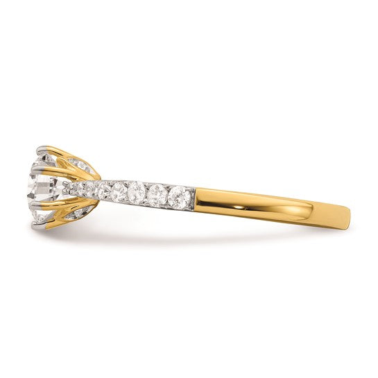 14k (Holds 3/4 carat (5.80 mm) Round) 4-Prong with .02 carat Diamond Leaf Design Semi-Mount Engagement Ring