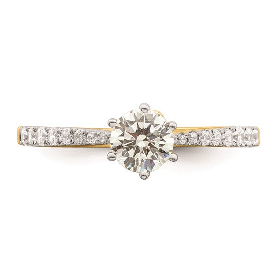 14k (Holds 3/4 carat (5.80 mm) Round) 4-Prong with .02 carat Diamond Leaf Design Semi-Mount Engagement Ring