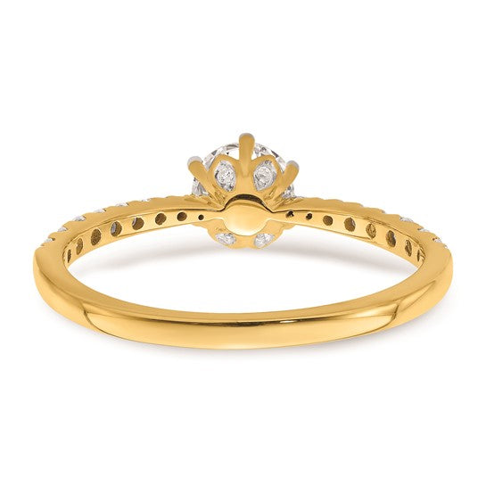 14k (Holds 3/4 carat (5.80 mm) Round) 4-Prong with .02 carat Diamond Leaf Design Semi-Mount Engagement Ring