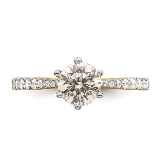 14k Gold Leaf Design (Holds 1 carat (6.5mm) Round Center) 1/4 carat Diamond Semi-Mount Engagement Ring