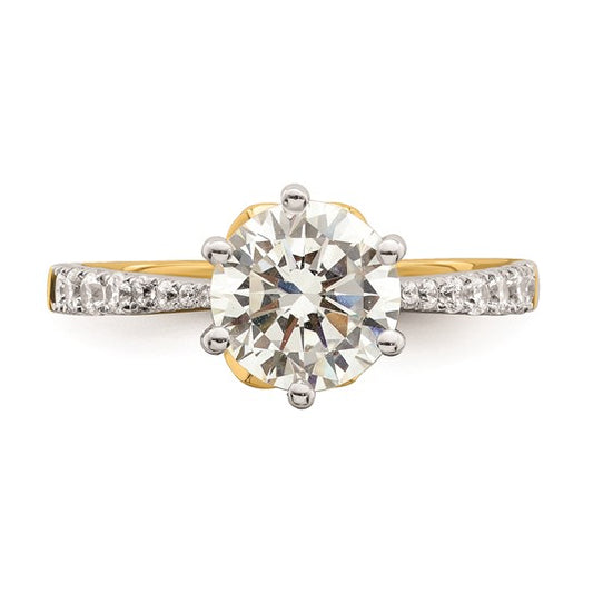 14k Gold Leaf Design (Holds 1.5 carat (7.5mm) Round Center) 1/3 carat Diamond Semi-Mount Engagement Ring