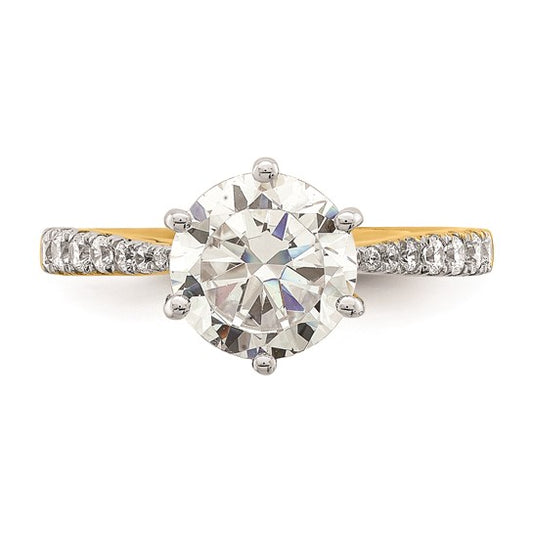 14k Gold Leaf Design (Holds 2 carat (8.2mm) Round Center) 1/3 carat Diamond Semi-Mount Engagement Ring