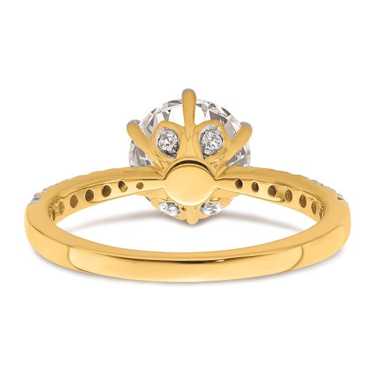 14k Gold Leaf Design (Holds 2 carat (8.2mm) Round Center) 1/3 carat Diamond Semi-Mount Engagement Ring