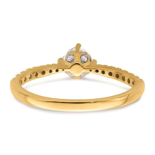 14k Leaf Design (Holds 1/2 carat (4.9mm) Cushion Center) 1/4 carat Diamond Semi-Mount Engagement Ring