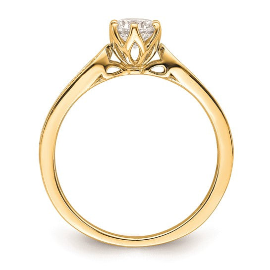 14k Gold (Holds 1/2 carat (5.2mm) Round Center) 1/15 carat Diamond Semi-Mount Engagement Ring