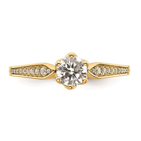 14k Gold (Holds 1/2 carat (5.2mm) Round Center) 1/15 carat Diamond Semi-Mount Engagement Ring