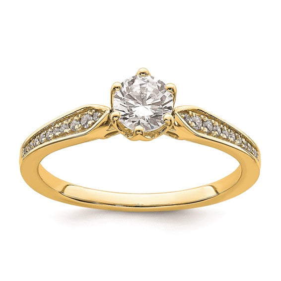 14k Gold (Holds 1/2 carat (5.2mm) Round Center) 1/15 carat Diamond Semi-Mount Engagement Ring