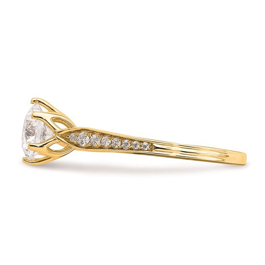 14k Gold (Holds 1 carat (6.5mm) Round Center) 1/8 carat Diamond Semi-Mount Engagement Ring