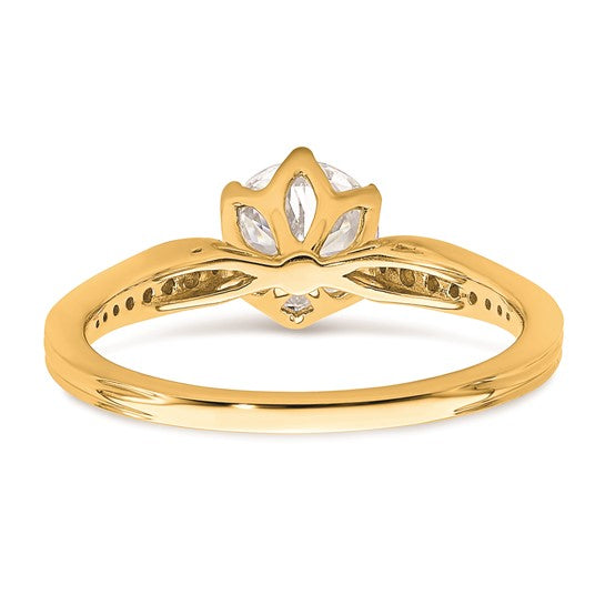 14k Gold (Holds 1 carat (6.5mm) Round Center) 1/8 carat Diamond Semi-Mount Engagement Ring
