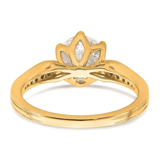 14k Gold (Holds 1.5 carat (7.5mm) Round Center) 1/6 carat Diamond Semi-Mount Engagement Ring