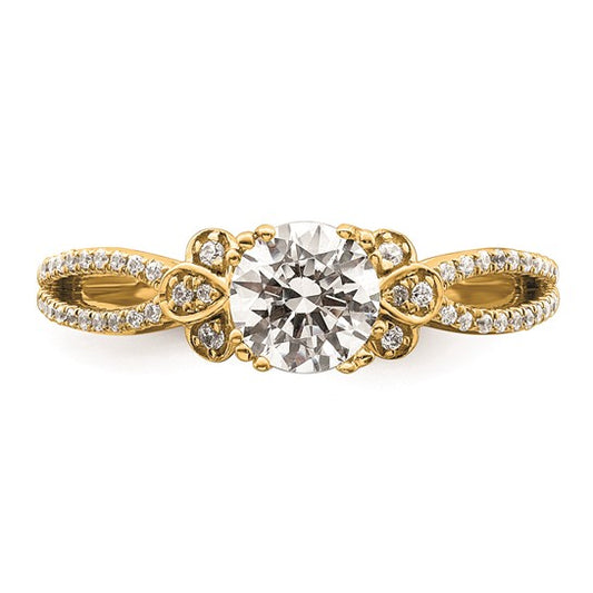 14k Split Shank (Holds 3/4 carat (5.8mm) Round Center) 1/6 carat Diamond Semi-Mount Engagement Ring