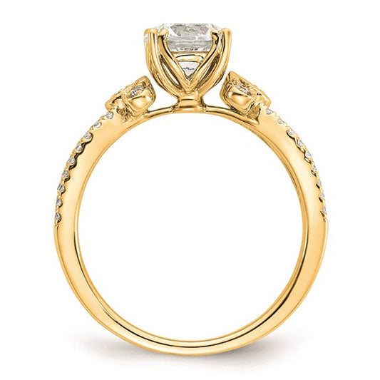 14k Split Shank (Holds 1 carat (6.5mm) Round Center) 1/6 carat Diamond Semi-Mount Engagement Ring