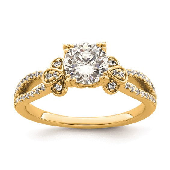14k Split Shank (Holds 1 carat (6.5mm) Round Center) 1/6 carat Diamond Semi-Mount Engagement Ring