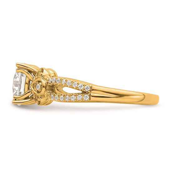 14k Split Shank (Holds 1.5 carat (7.5mm) Round Center) 1/4 carat Diamond Semi-Mount Engagement Ring