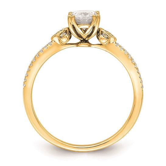 14k Split Shank (Holds 3/4 carat (7.1x5.4mm) Oval Center) 1/6 carat Diamond Semi-Mount Engagement Ring