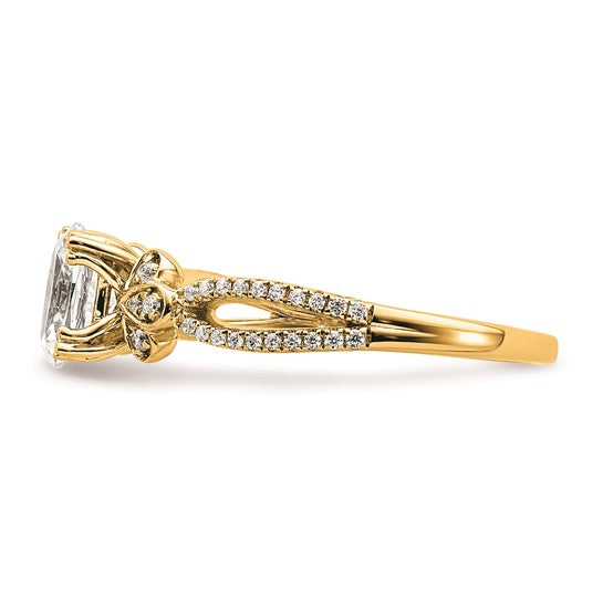 14k Split Shank (Holds 3/4 carat (7.1x5.4mm) Oval Center) 1/6 carat Diamond Semi-Mount Engagement Ring