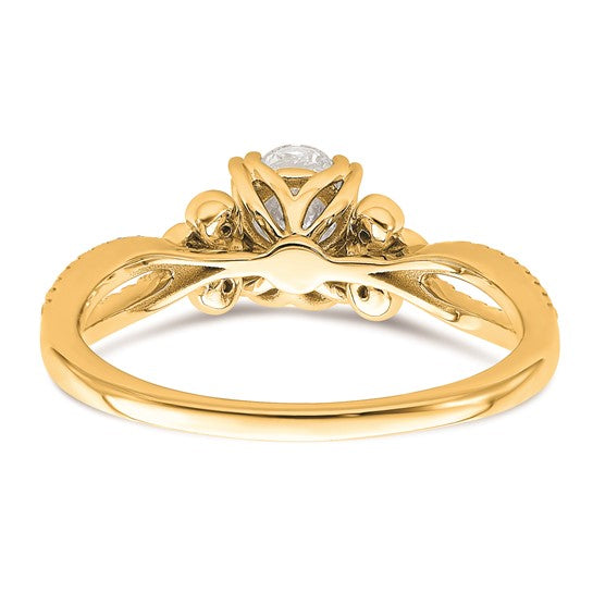 14k Split Shank (Holds 3/4 carat (7.1x5.4mm) Oval Center) 1/6 carat Diamond Semi-Mount Engagement Ring