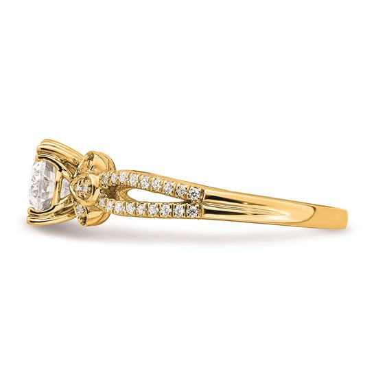 14k Split Shank (Holds 1 carat (8.00x6.1mm) Oval Center) 1/6 carat Diamond Semi-Mount Engagement Ring
