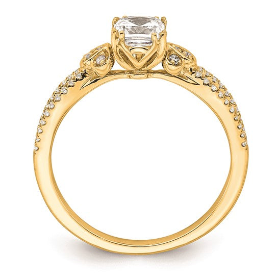 14k Split Shank (Holds 1/2 carat (4.9mm) Cushion Center) 1/6 carat Diamond Semi-Mount Engagement Ring