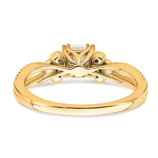 14k Split Shank (Holds 1/2 carat (4.9mm) Cushion Center) 1/6 carat Diamond Semi-Mount Engagement Ring