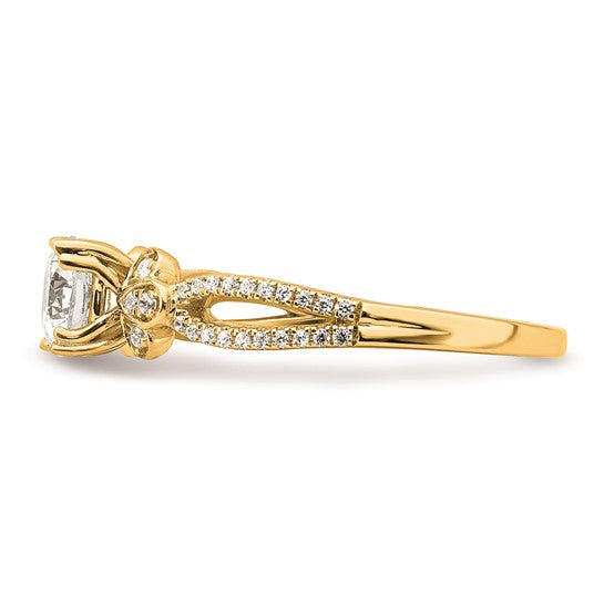 14k Split Shank (Holds 3/4 carat (5.4mm) Cushion Center) 1/6 carat Diamond Semi-Mount Engagement Ring