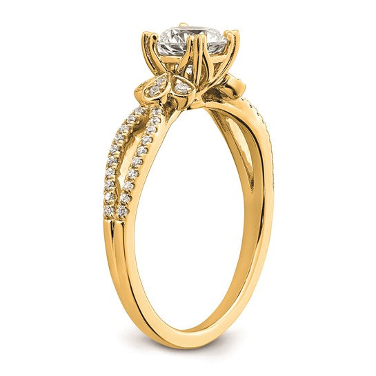 14k Split Shank (Holds 3/4 carat (5.4mm) Cushion Center) 1/6 carat Diamond Semi-Mount Engagement Ring