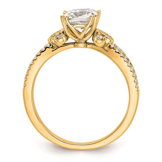 14k Split Shank (Holds 1 carat (6.00mm) Cushion Center) 1/6 carat Diamond Semi-Mount Engagement Ring