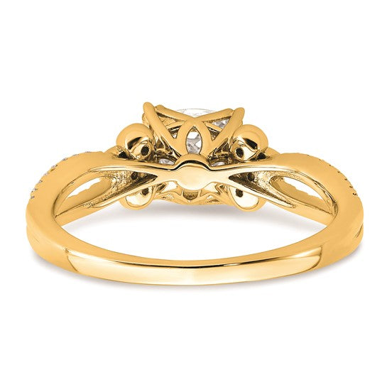14k Split Shank (Holds 1 carat (6.00mm) Cushion Center) 1/6 carat Diamond Semi-Mount Engagement Ring