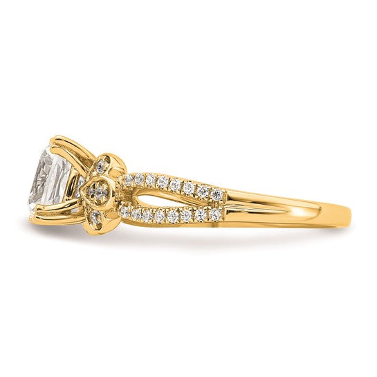14k Split Shank (Holds 1.5 carat (7.00mm) Cushion Center) 1/4 carat Diamond Semi-Mount Engagement Ring