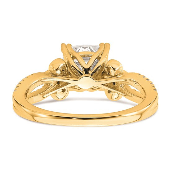 14k Split Shank (Holds 1.5 carat (7.00mm) Cushion Center) 1/4 carat Diamond Semi-Mount Engagement Ring