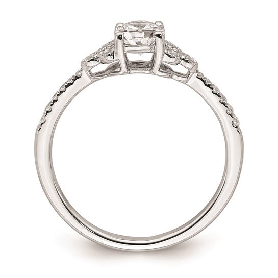 14k White Gold (Holds 1/2 carat (5.2mm) Round Center) 1/8 carat Diamond Semi-mount Engagement Ring