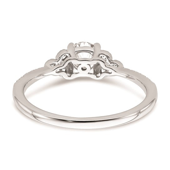 14k White Gold (Holds 1/2 carat (5.2mm) Round Center) 1/8 carat Diamond Semi-mount Engagement Ring