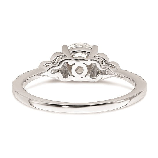 14k White Gold (Holds 1 carat (6.5mm) Round Center) 1/5 carat Diamond Semi-mount Engagement Ring