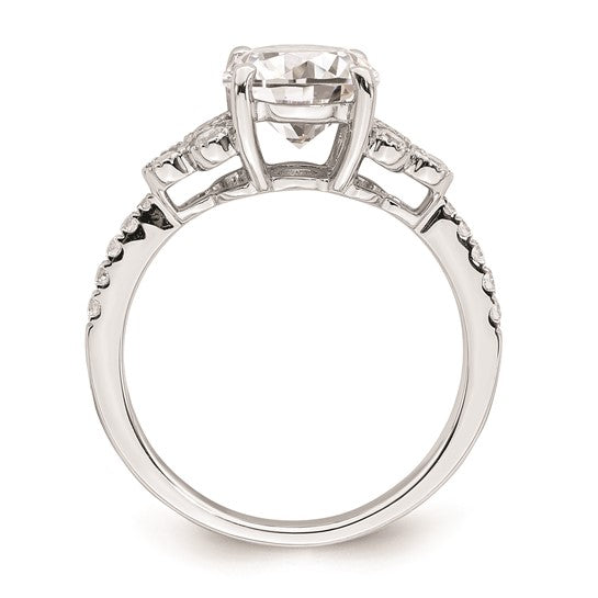 14k White Gold (Holds 2 carat (8.2mm) Round Center) 1/3 carat Diamond Semi-mount Engagement Ring