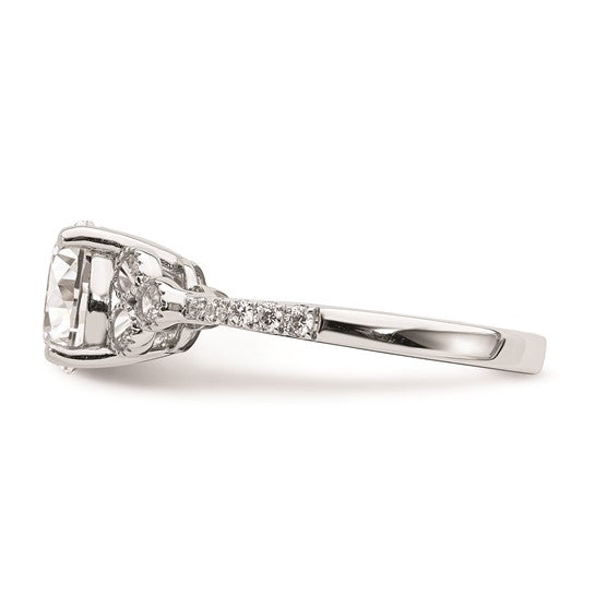 14k White Gold (Holds 2 carat (8.2mm) Round Center) 1/3 carat Diamond Semi-mount Engagement Ring