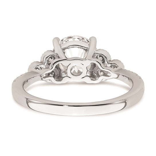 14k White Gold (Holds 2 carat (8.2mm) Round Center) 1/3 carat Diamond Semi-mount Engagement Ring