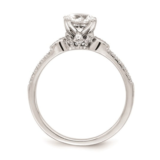 14k White Gold (Holds 1 carat (6.5mm) Round Center) 1/6 carat Diamond Semi-Mount Engagement Ring