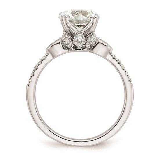 14k White Gold (Holds 2 carat (8.2mm) Round Center) 1/4 carat Diamond Semi-Mount Engagement Ring