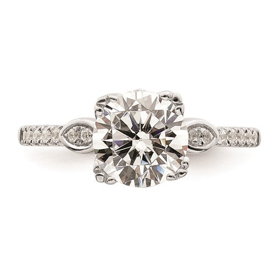 14k White Gold (Holds 2 carat (8.2mm) Round Center) 1/4 carat Diamond Semi-Mount Engagement Ring