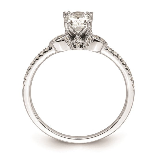 14k White Gold (Holds 1/2 carat (6.4x4.9mm) Oval Center) 1/6 carat Diamond Semi-Mount Engagement Ring