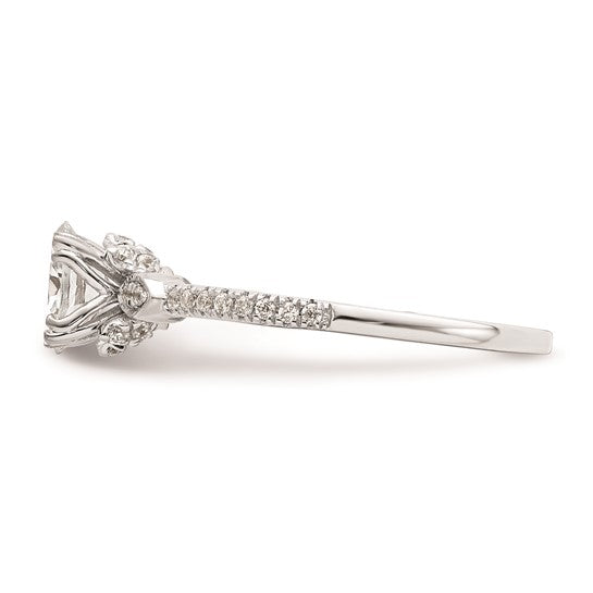 14k White Gold (Holds 1/2 carat (6.4x4.9mm) Oval Center) 1/6 carat Diamond Semi-Mount Engagement Ring