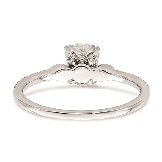 14k White Gold (Holds 1/2 carat (6.4x4.9mm) Oval Center) 1/6 carat Diamond Semi-Mount Engagement Ring