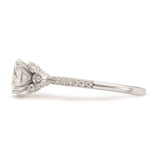 14k White Gold (Holds 3/4 carat (7.1x5.4mm) Oval Center) 1/6 carat Diamond Semi-Mount Engagement Ring