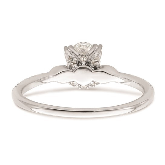14k White Gold (Holds 3/4 carat (7.1x5.4mm) Oval Center) 1/6 carat Diamond Semi-Mount Engagement Ring