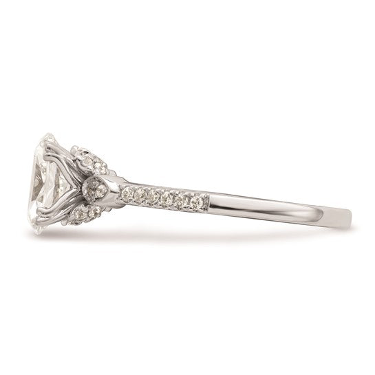 14k White Gold (Holds 1 carat (8.00x6.1mm) Oval Center) 1/6 carat Diamond Semi-Mount Engagement Ring