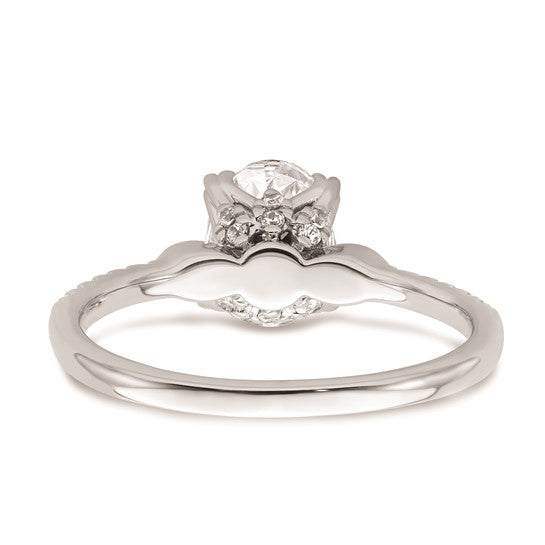14k White Gold (Holds 1 carat (8.00x6.1mm) Oval Center) 1/6 carat Diamond Semi-Mount Engagement Ring