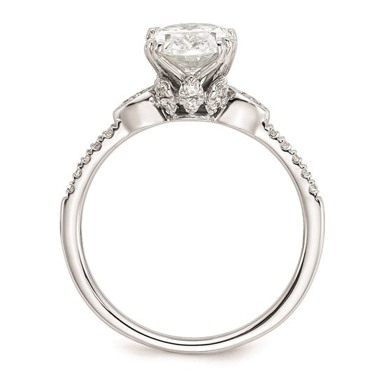 14k White Gold (Holds 1.5 carat (9.2x6.9mm) Oval Center) 1/5 carat Diamond Semi-Mount Engagement Ring